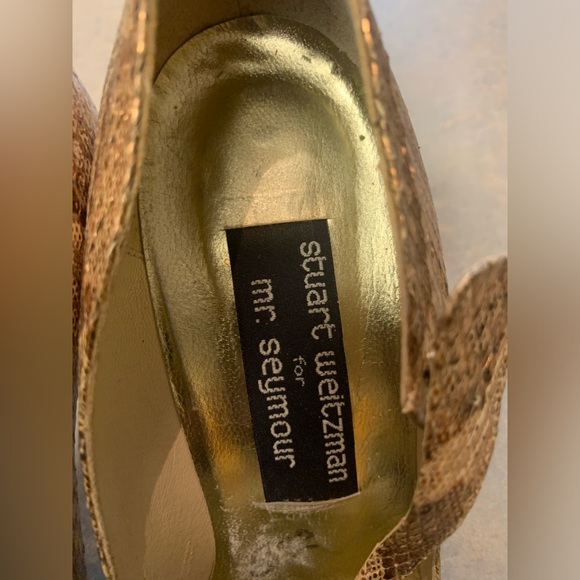 STUART WEITZMAN GOLD METALLIC HIGH HEEL SHOES - Picture 5 of 14
